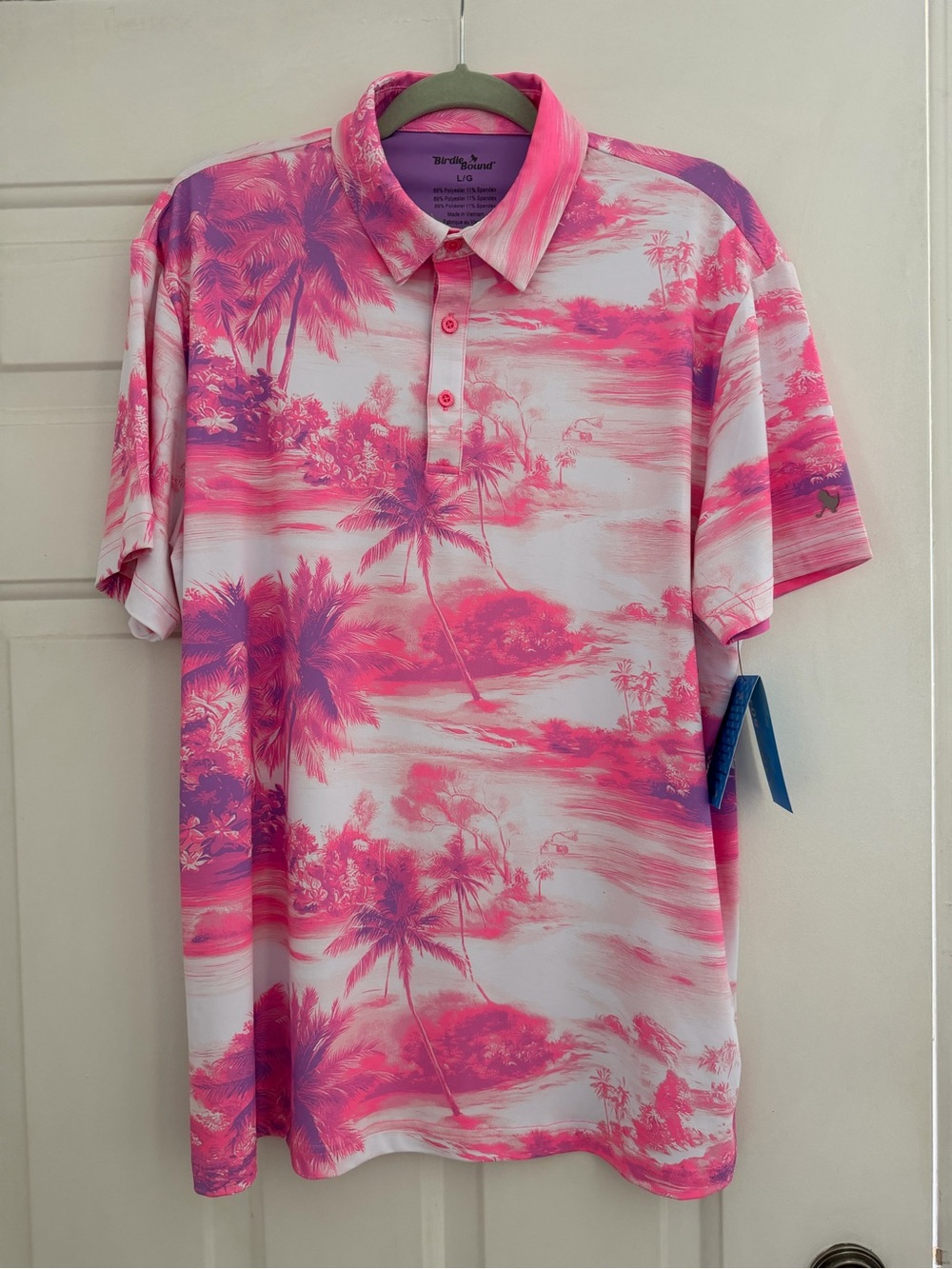 Birdies Pink & Purple Palm-Print Polo